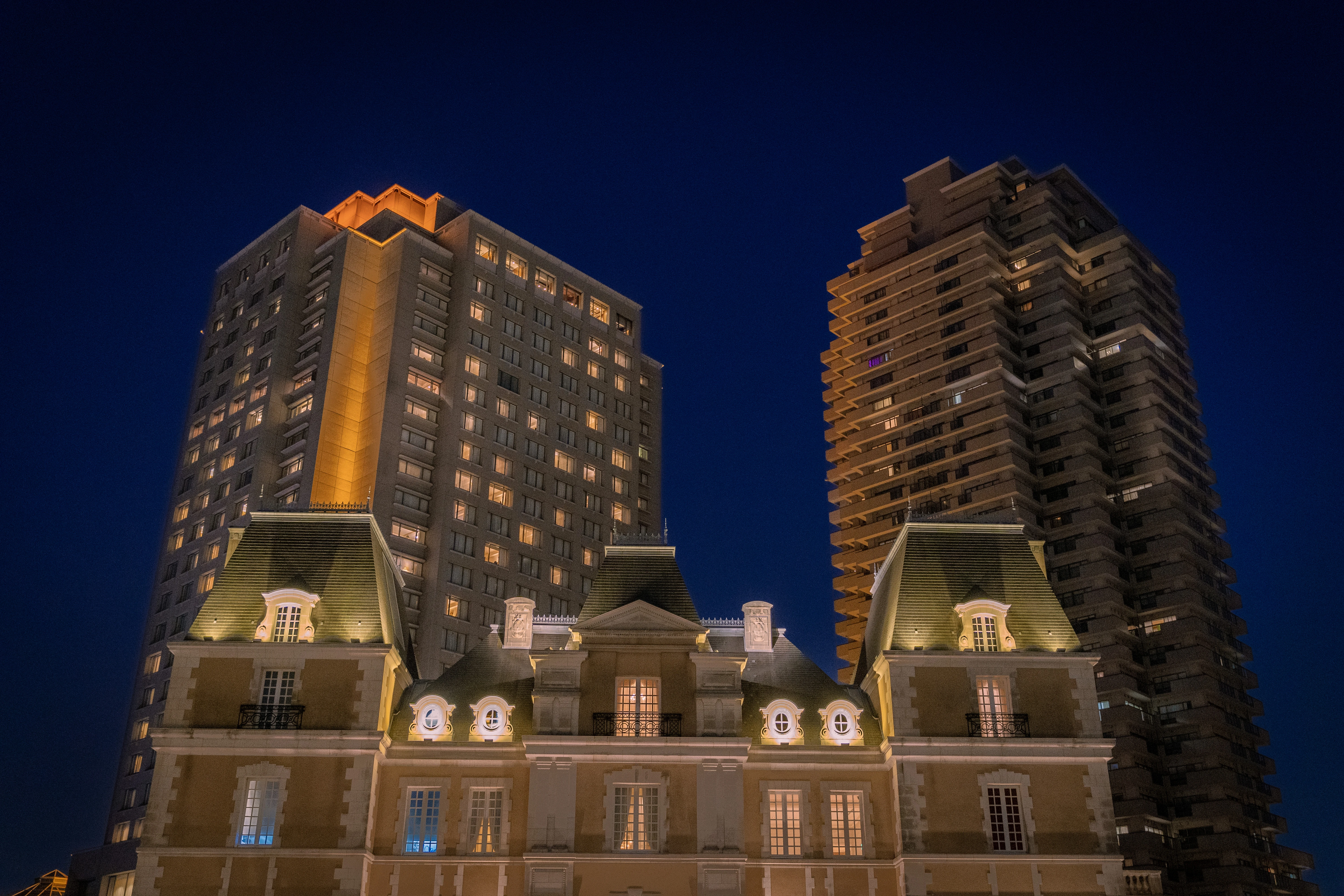 Blended Architecture Against a Night Sky