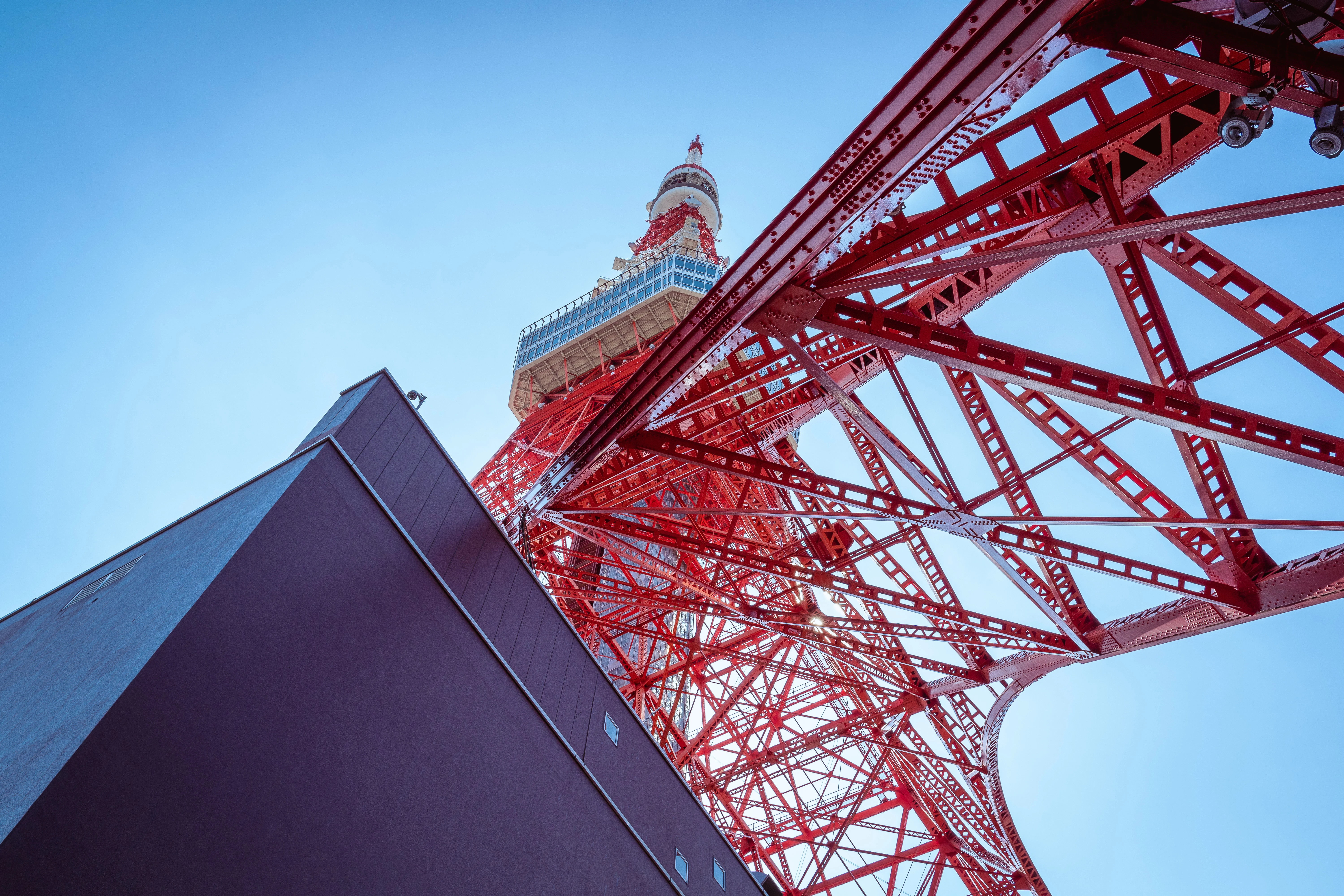 Underneath Tokyo Tower's Intricate Red Steel Structure