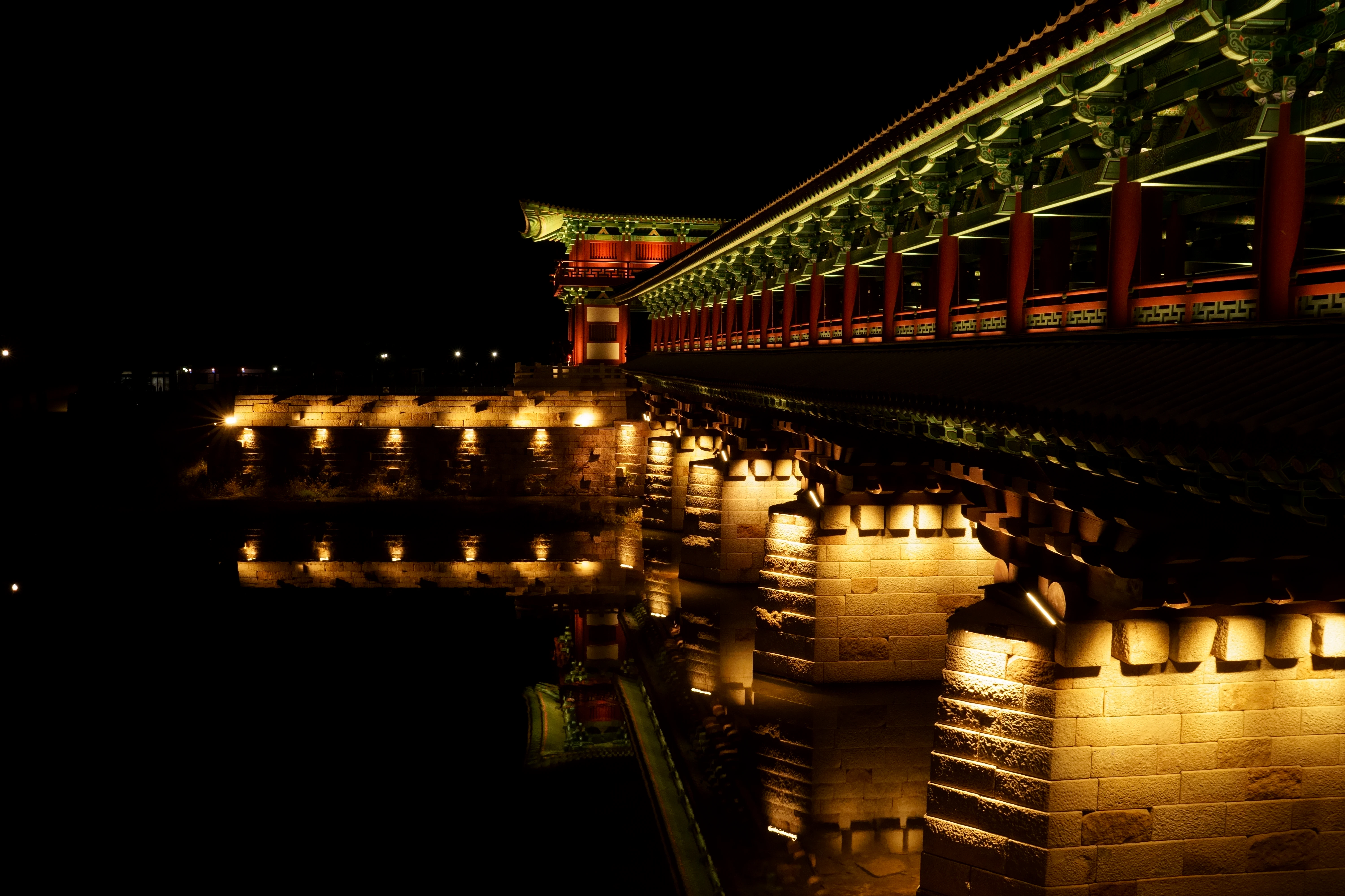 Illuminated Reflection of Gyeongju's Donggung Palace at Night