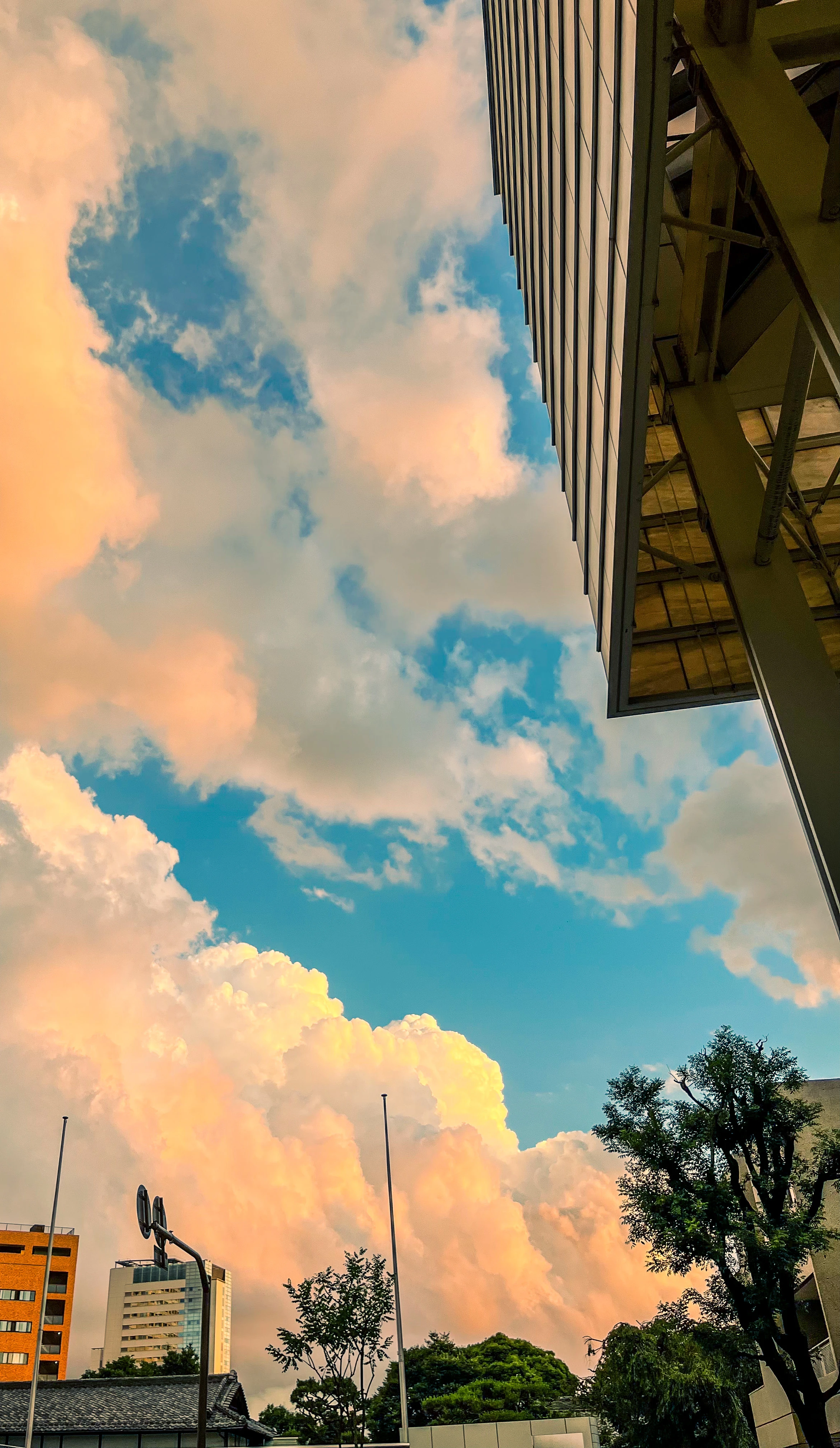 Golden Clouds Against Urban Geometry