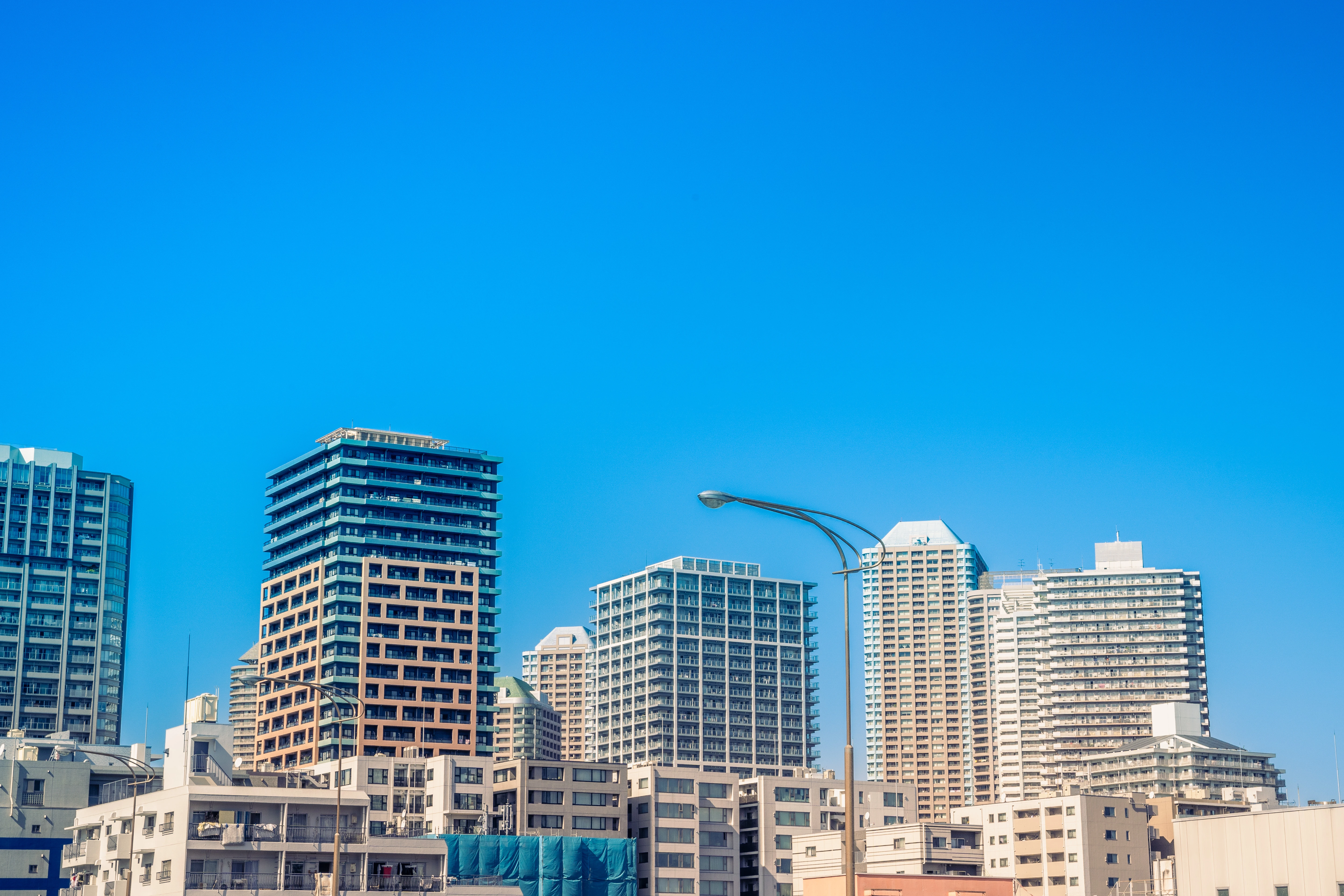 Urban Horizon Against a Clear Blue Sky