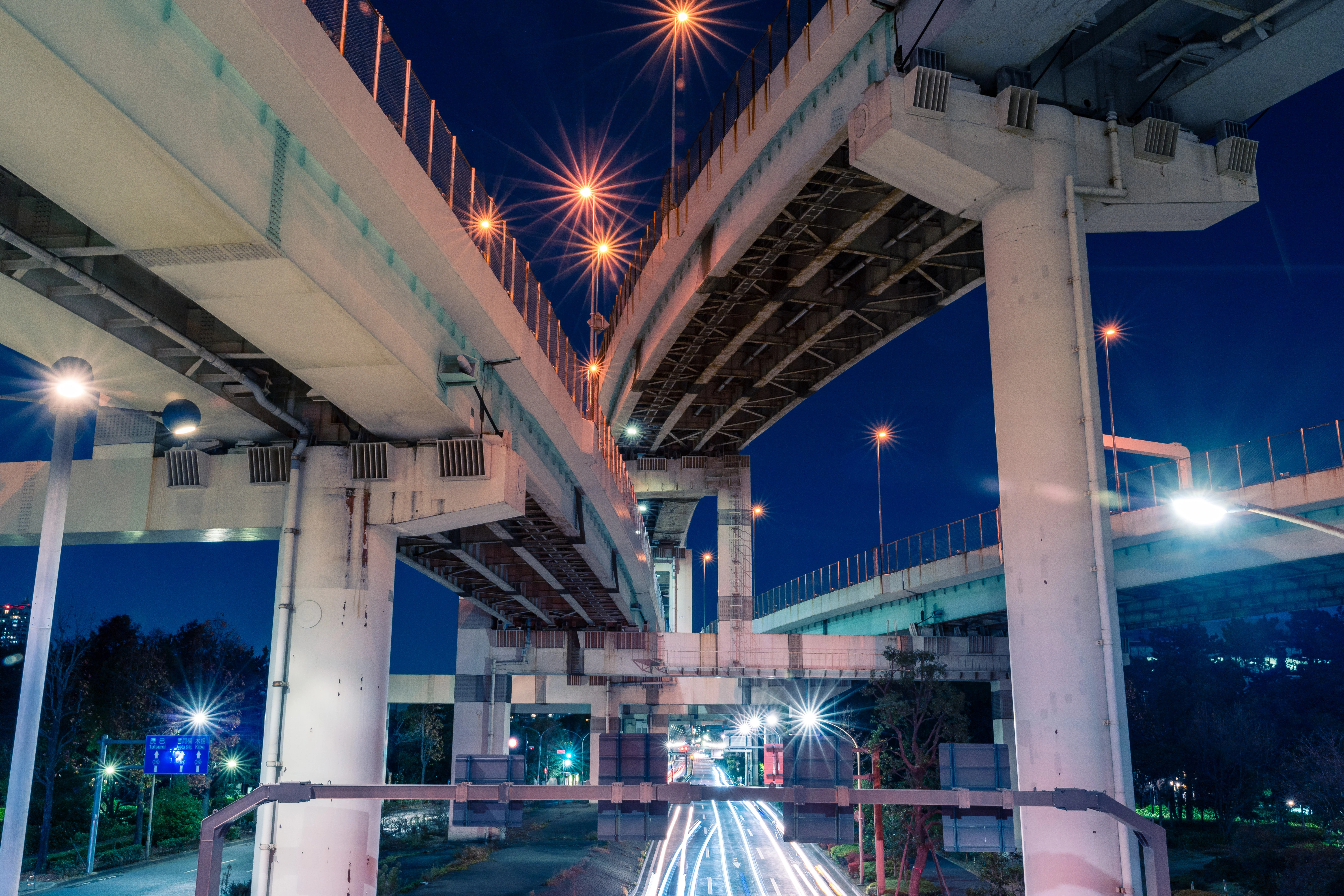 Under the Urban Overpasses at Night