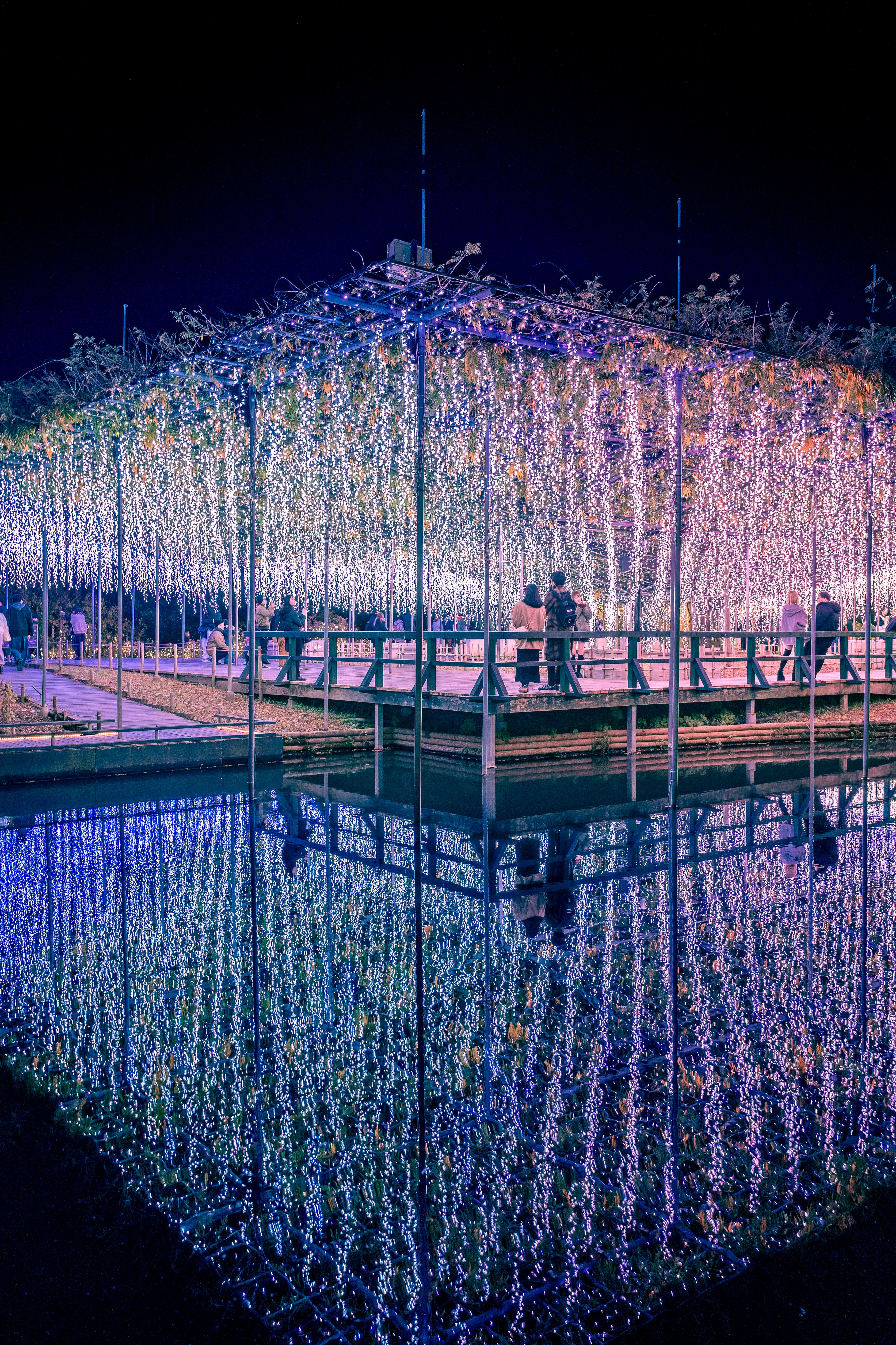 Enchanting Light Tunnel Reflections by Night
