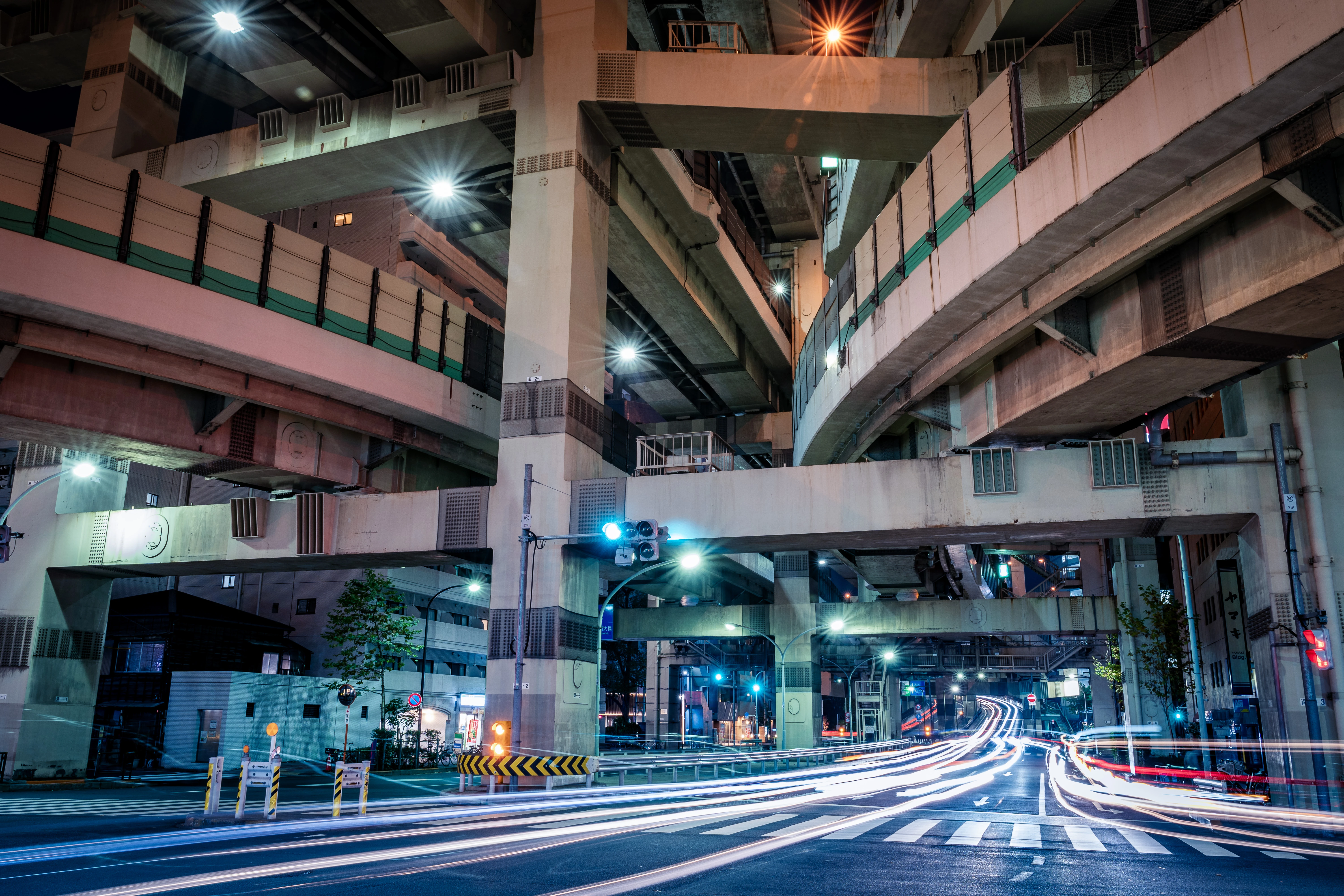 Intricate Layers of Urban Expressways at Night