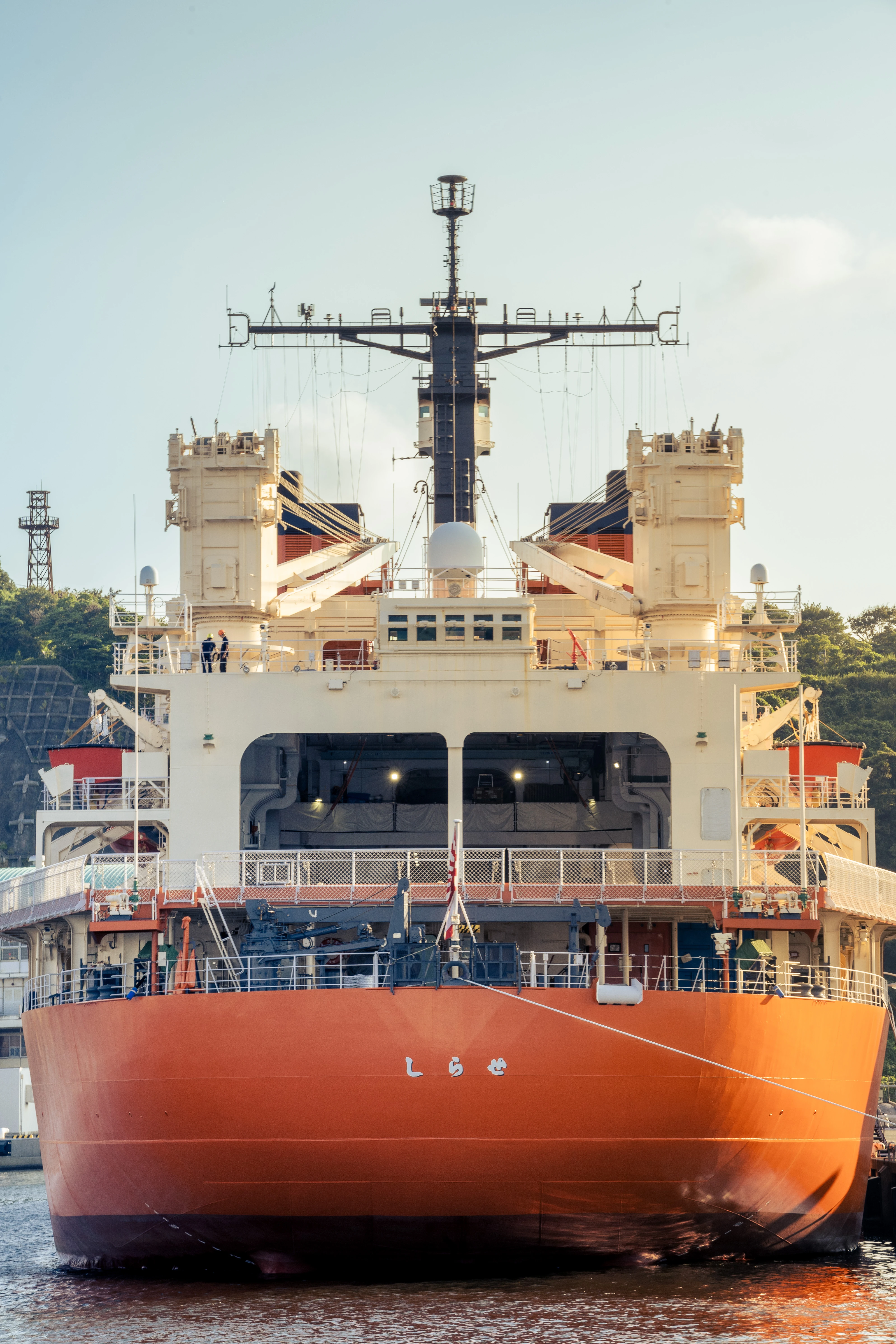Majestic Japanese Icebreaker Docked Under Blue Skies