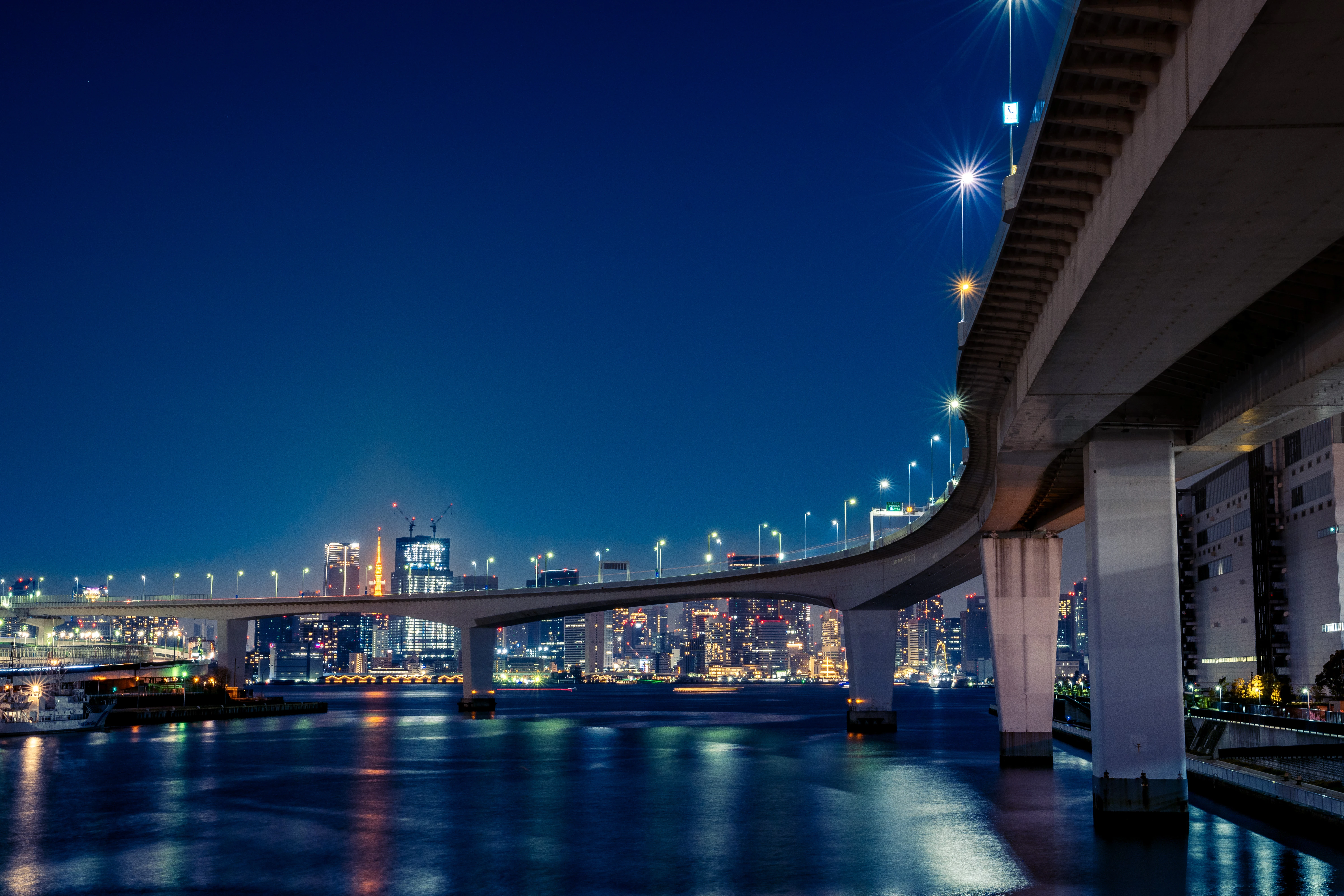 Tokyo Bay Bridge Illuminated by Night's Glow