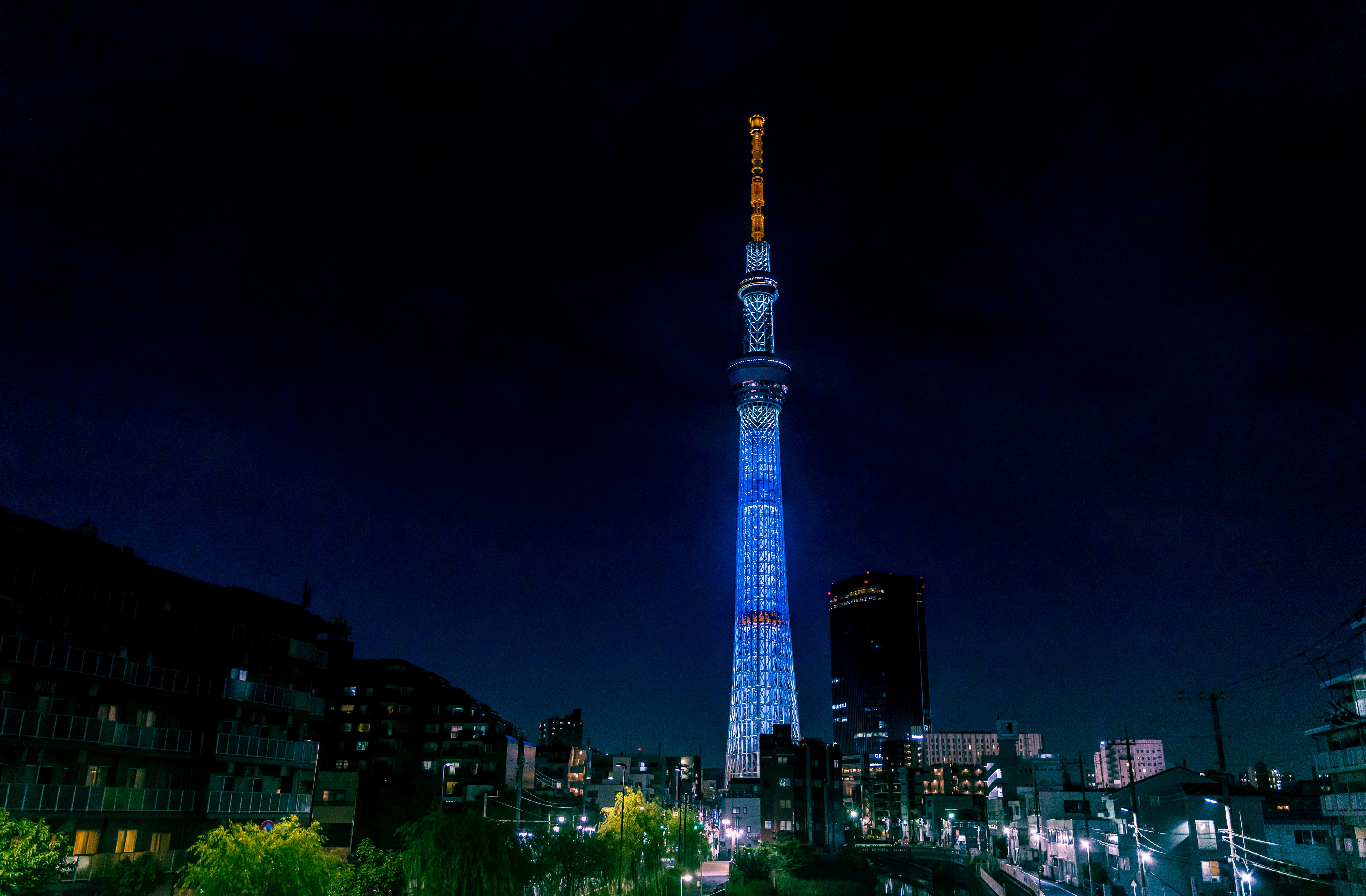 Tokyo Skytree Illuminated in Nighttime Glow