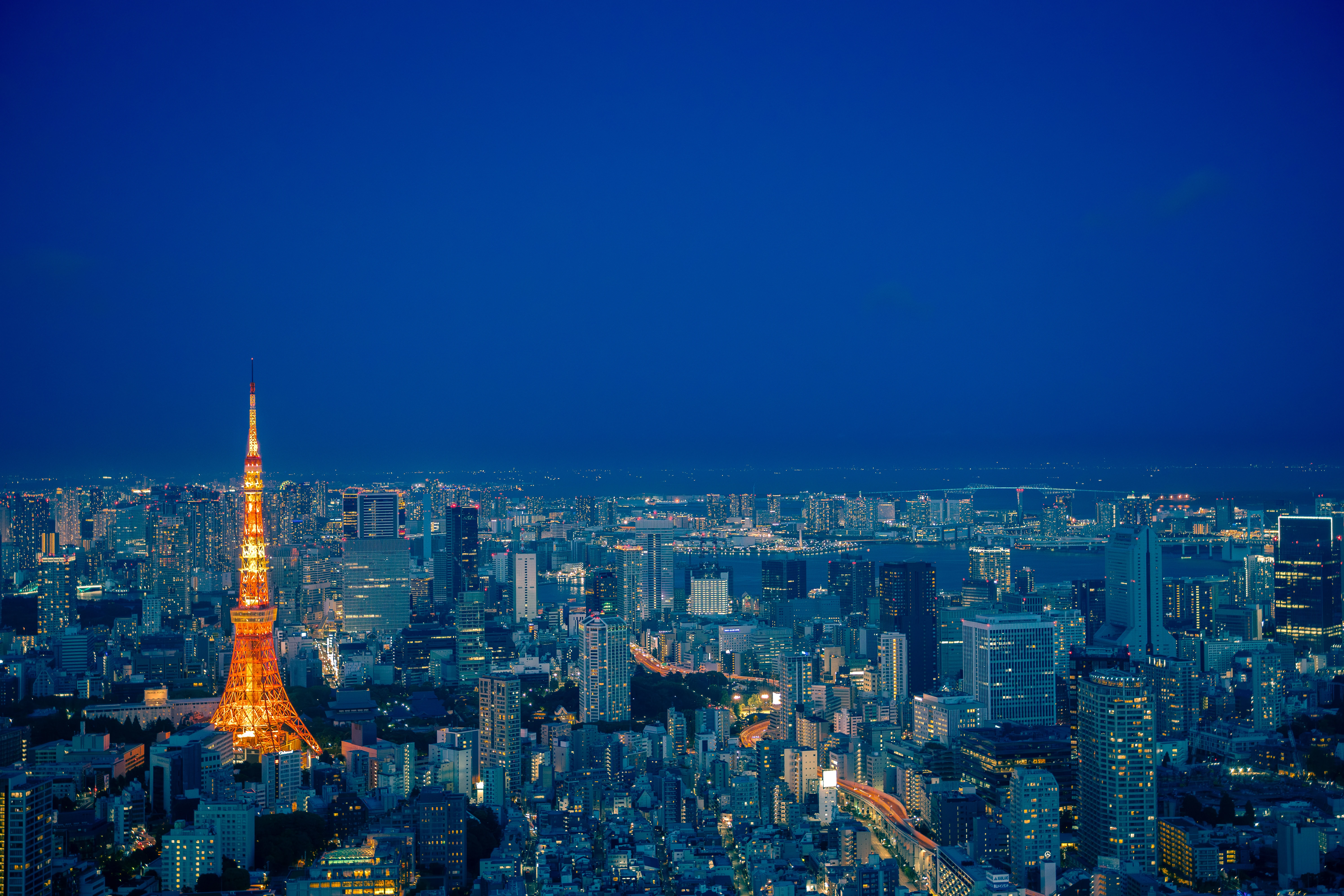 Illuminated Tokyo Tower Amidst the Urban Nightscape