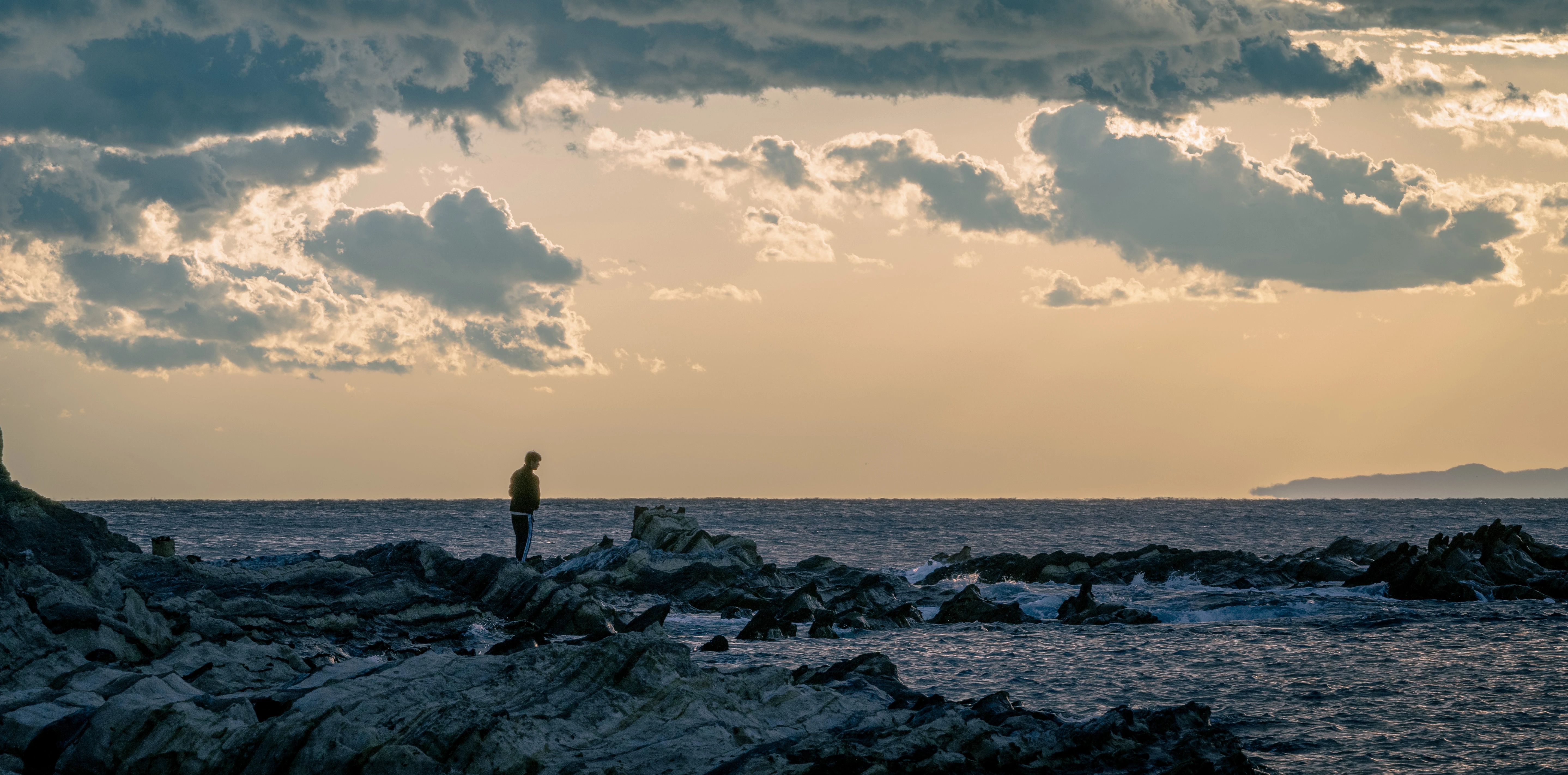 Solitary Reflection by the Ocean at Sunset