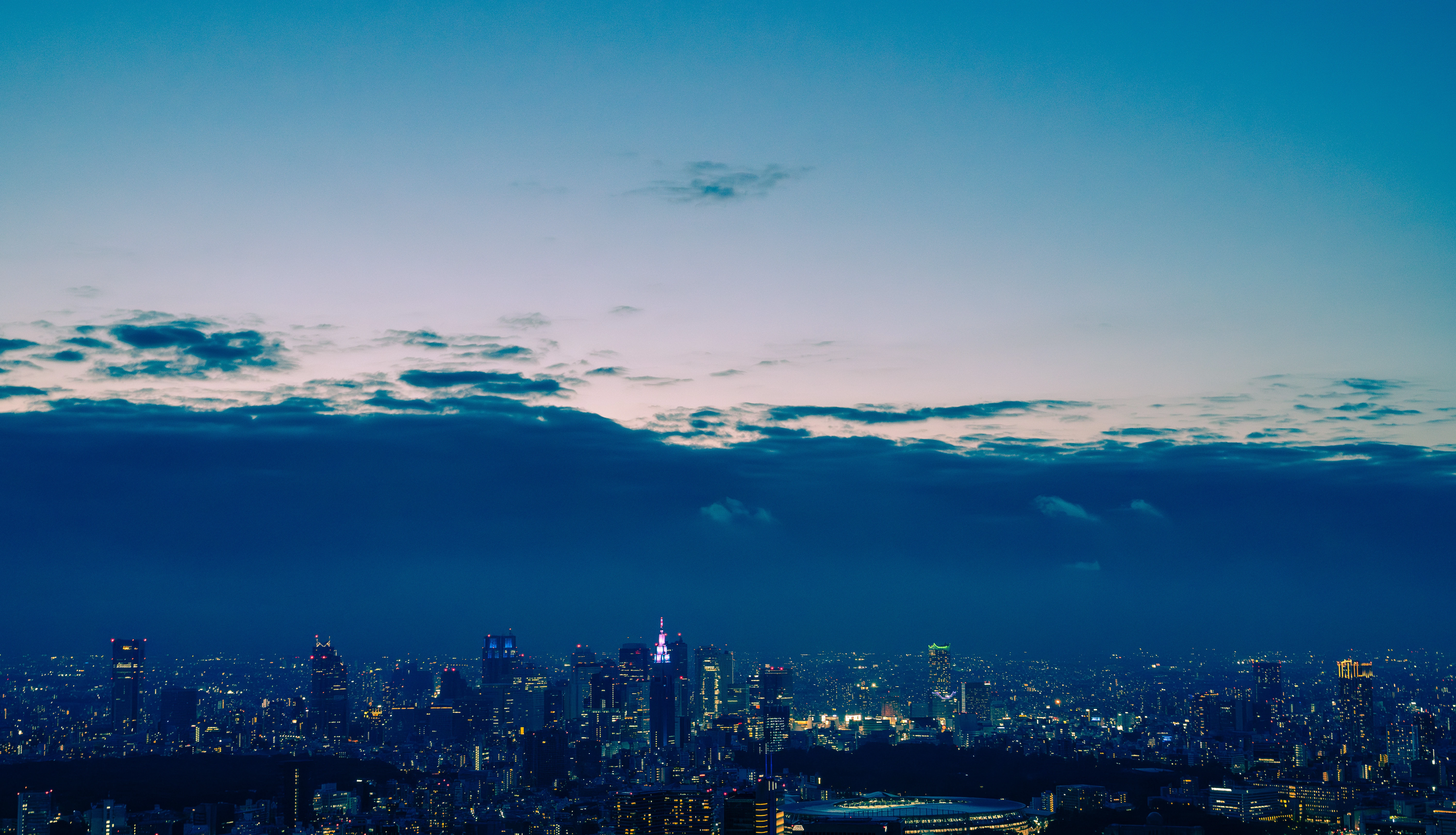 Dusk Descending Over a Vibrant Cityscape