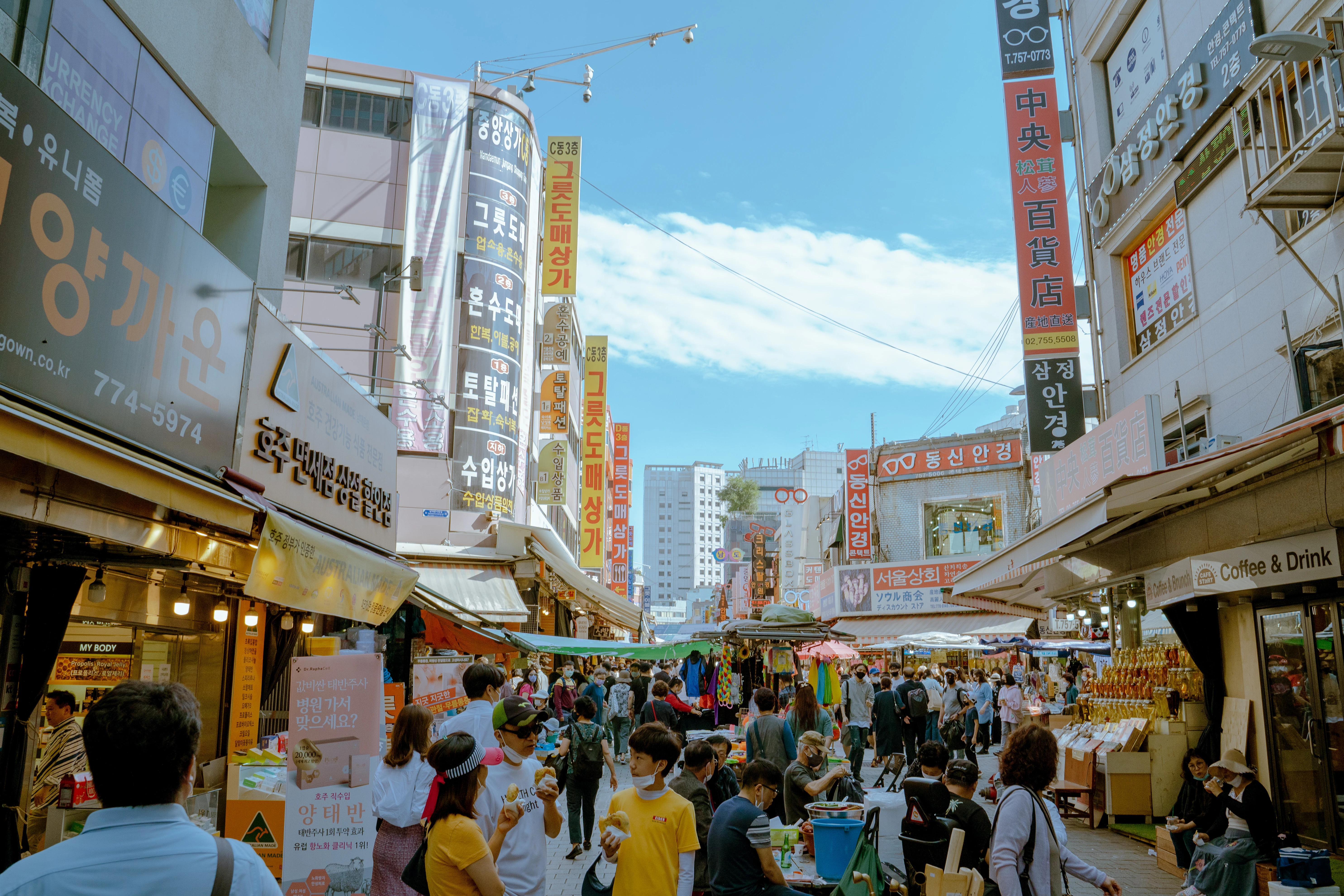 Bustling Energy of a Seoul Market Street