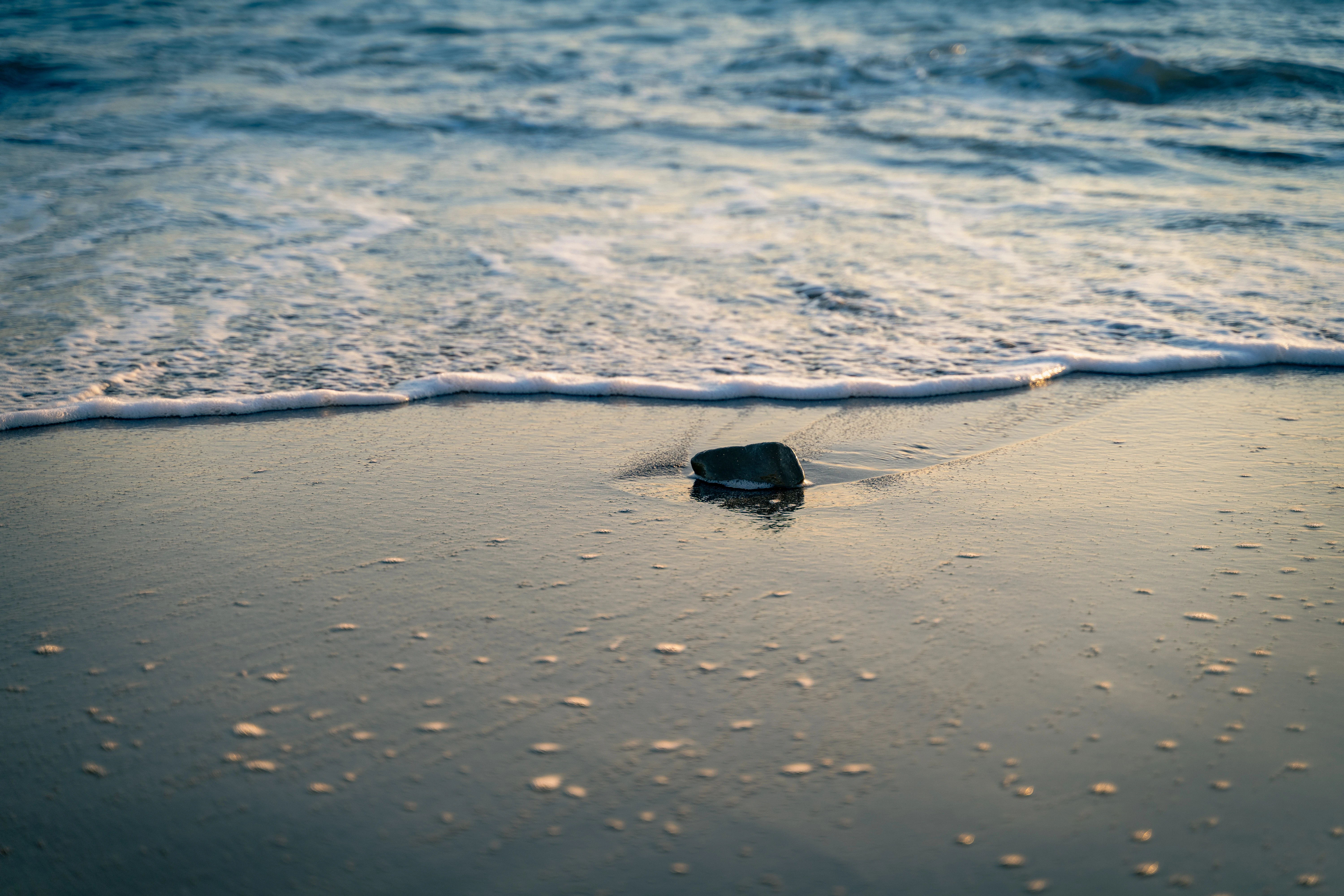Solitary Pebble on a Serene Shoreline