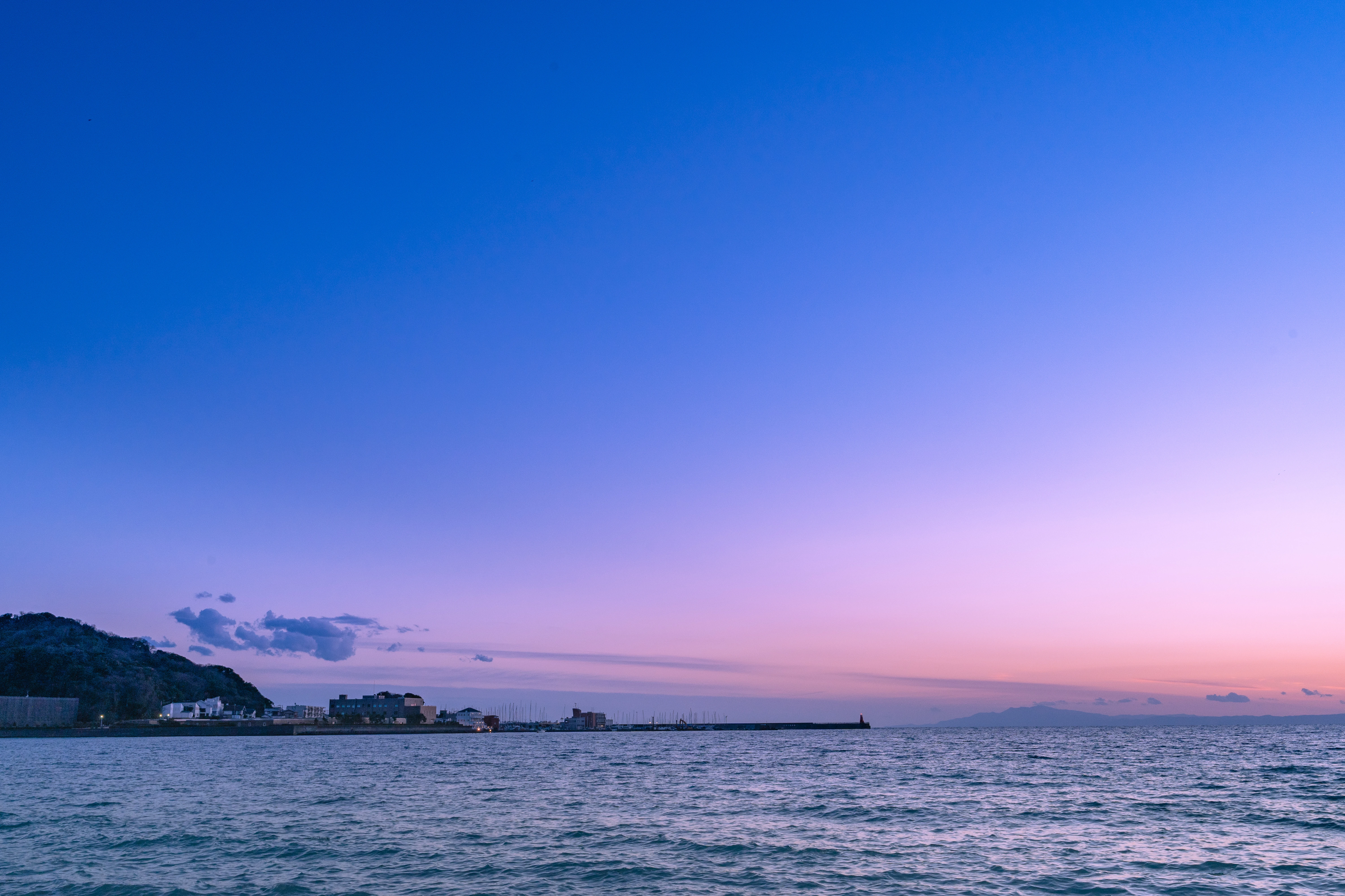 Twilight Hues Over a Coastal Harbor